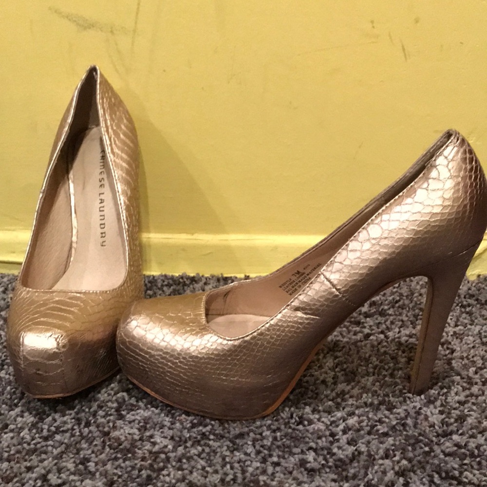 Chinese Laundry snakeskin platforms